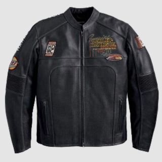 Harley Davidson Men Regulator Perforated Black Leather Jacket|Rider Zilla