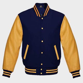 Premium Navy Blue & Gold Varsity Jacket|Rider Zilla