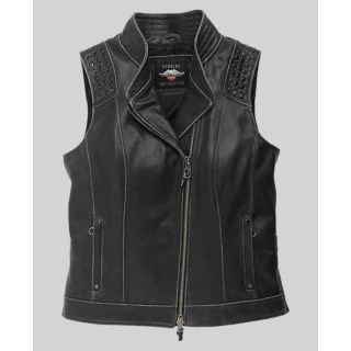 Women's Electra Studded Harley Davidson Leather Vest|Rider Zilla|