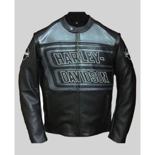 Harley Davidson Men's Marker Black&Gray Leather Jacket|Rider Zilla